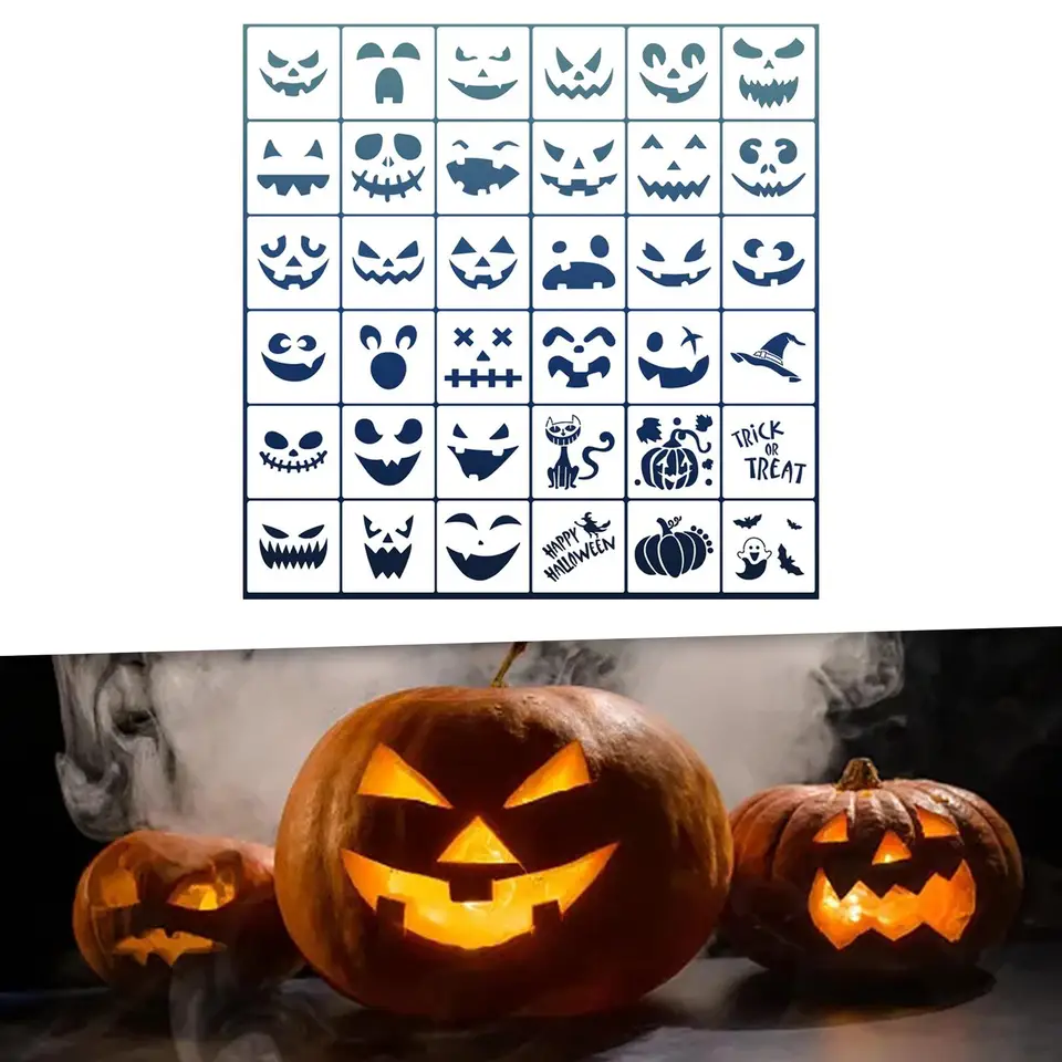 36ks Halloween tvár maľba šablón make -up umenia maľba tvárou maľba šablón pre dospelých