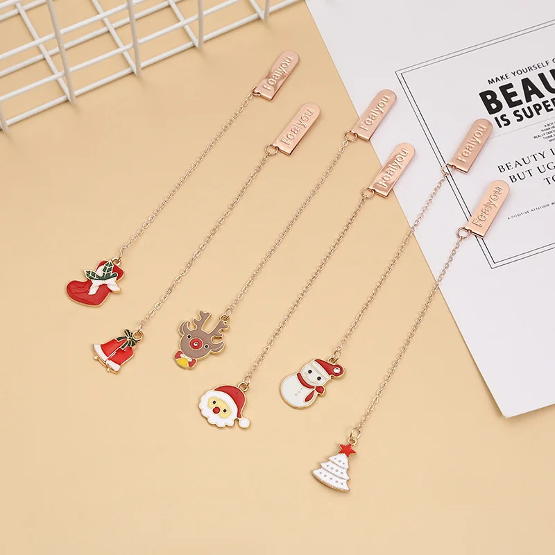 36ks/veľa kreatívnych vianočných losov Santa Claus Metal Pendant Bookmark Cute Book Marks Paper Clip School Office Supplies Veľkoobchod
