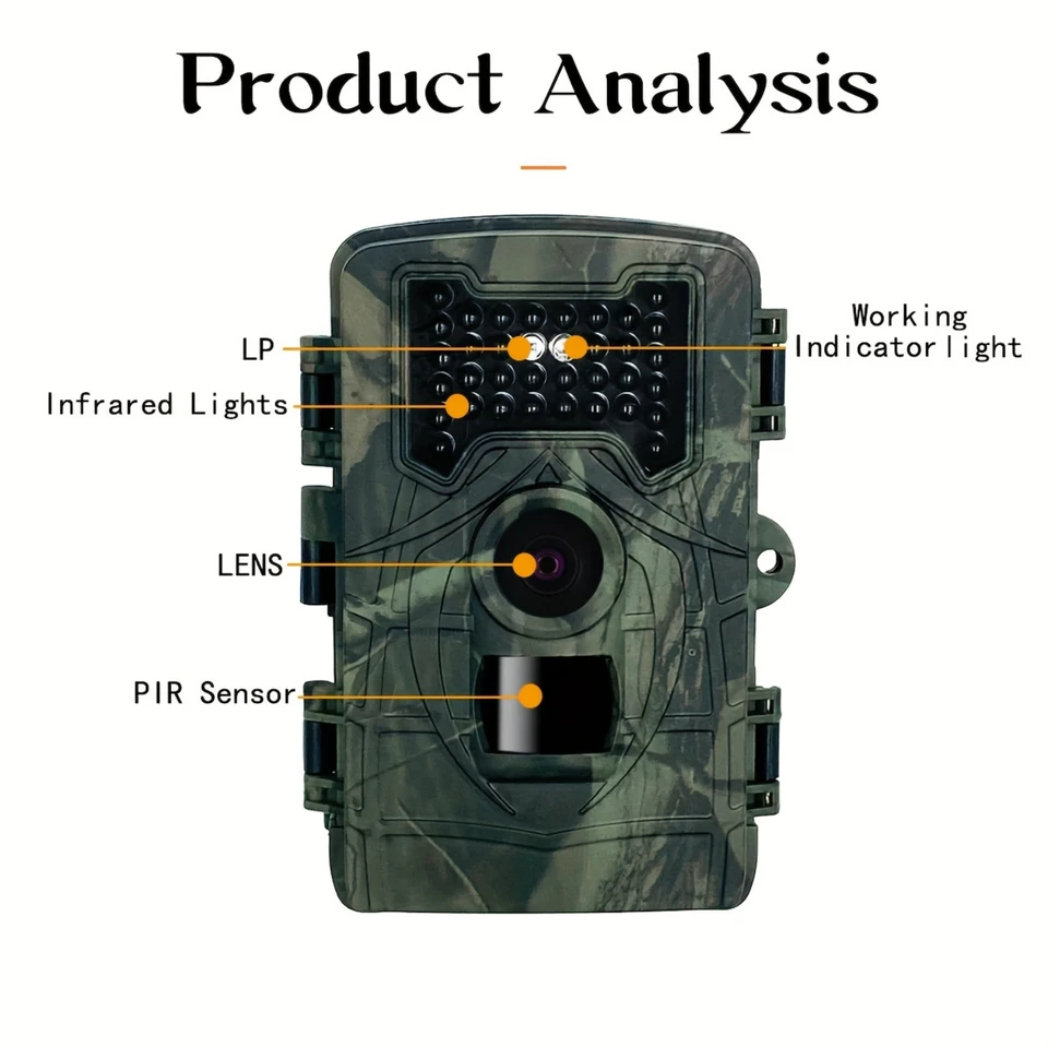 36MP 1080p Denná noc foto videokookaparát Fotoaparát Multifunkčný fotoaparát Outdoor Hunting Animal Sledovanie domáceho monitorovacieho fotoaparátu Wate