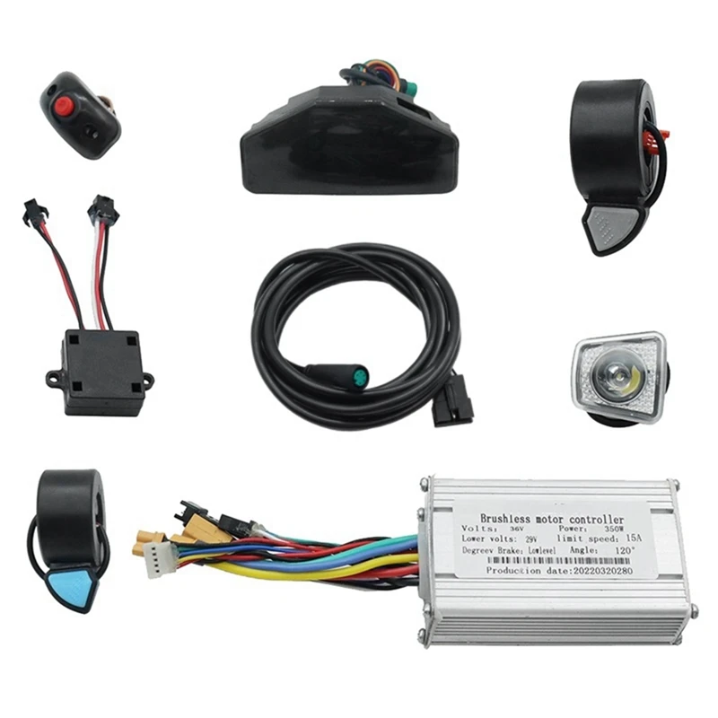 36V 350W Elektrický priestupok na výmenu kefy bez kefy+Light Full Kit pre Kugo Kirin S8 Pro Electric Scooter E-Bike