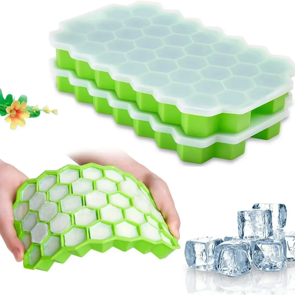 37 dutinová plástová kocka ľadovej kocky opakovane použiteľná forma Silikónovej ľadovej kocky BPA Free Ice Maker s odnímateľnými viečkami