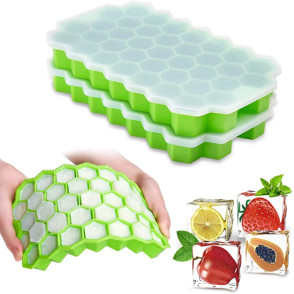 37 dutinová plástová kocka ľadovej kocky Opätovne použiteľná silikónová ľadová forma BPA Free Ice Maker s odnímateľnými viečkami ľahké uvoľnenie