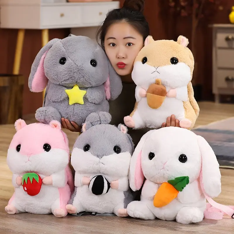38 cm nová módna kreatívna 3D škrečok Batoh roztomilý zvierací karikatúra plyšový batoh Rabbit Bag pre deti
