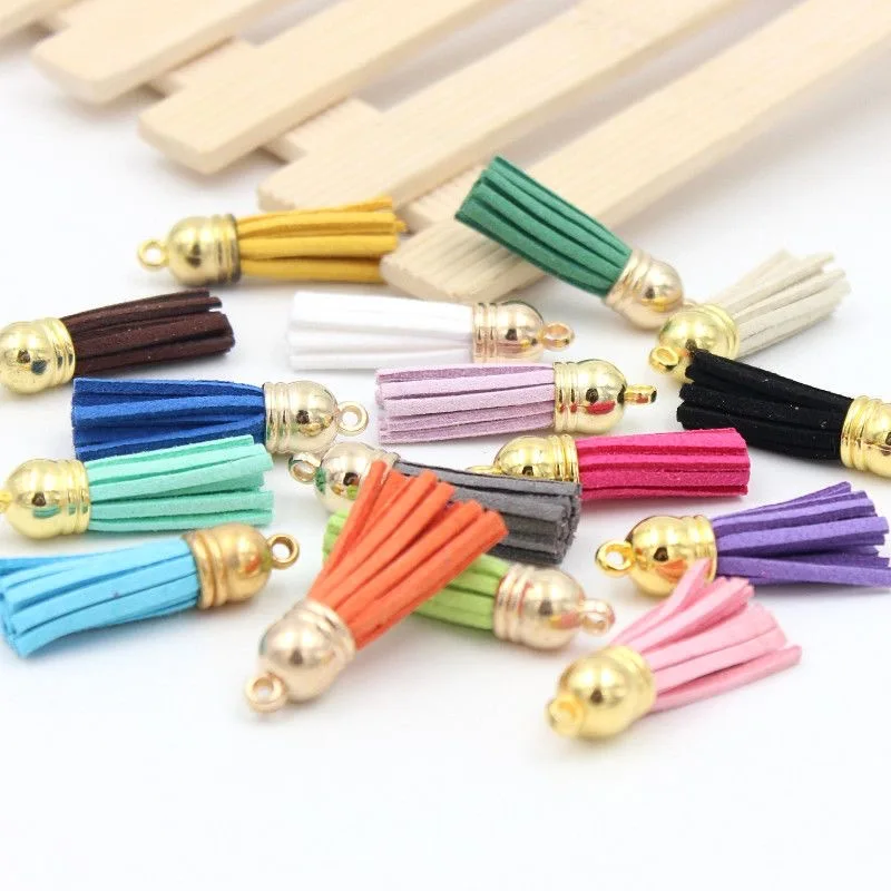38 mm 20 -100ks zlatý horný semišový faux kožené strapce Fringe DIY Keychain Šperky na nájdenie náušníc záclonových vreciek dekorácia oblečenia