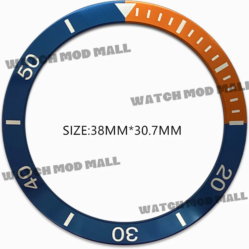 38 mm modrá oranžová hliníková svahová vložka vložka pre hodinky Seiko 007