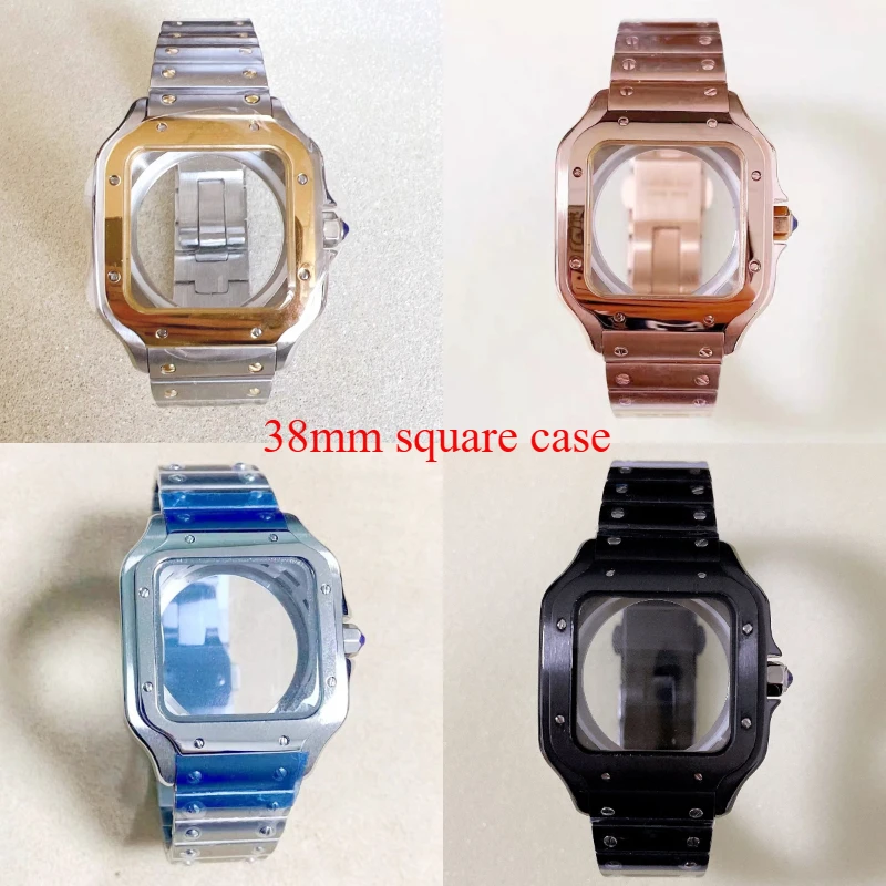 38 mm štvorcový puzdro NH35 Case Castless Ocel 316L Materiál vhodný na inštaláciu pohybov NH35/NH36
