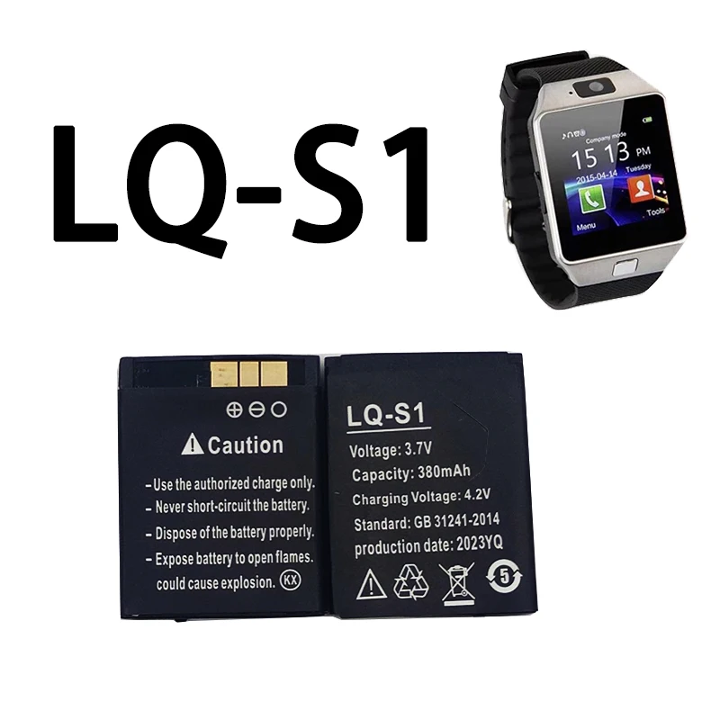 380MAH LQ-S1 3,7V Smartwatch Battery Nabíjateľná li-iónová polymérna batéria Výmena za DZ09 U8 A1 GT08 V8 Smart Watch