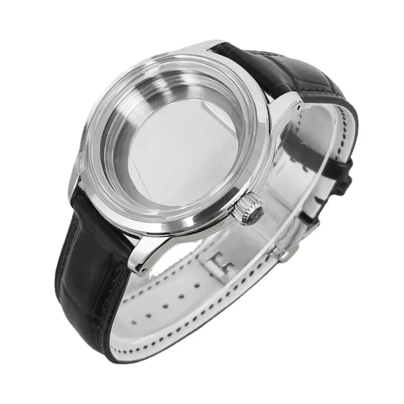 39 mm z nehrdzavejúcej ocele Priehľadné spodné hodinové puzdro s motýľovým sponkou kožená pásová súprava pre pohyb NH34 NH35 NH36 Pohyb 31mm