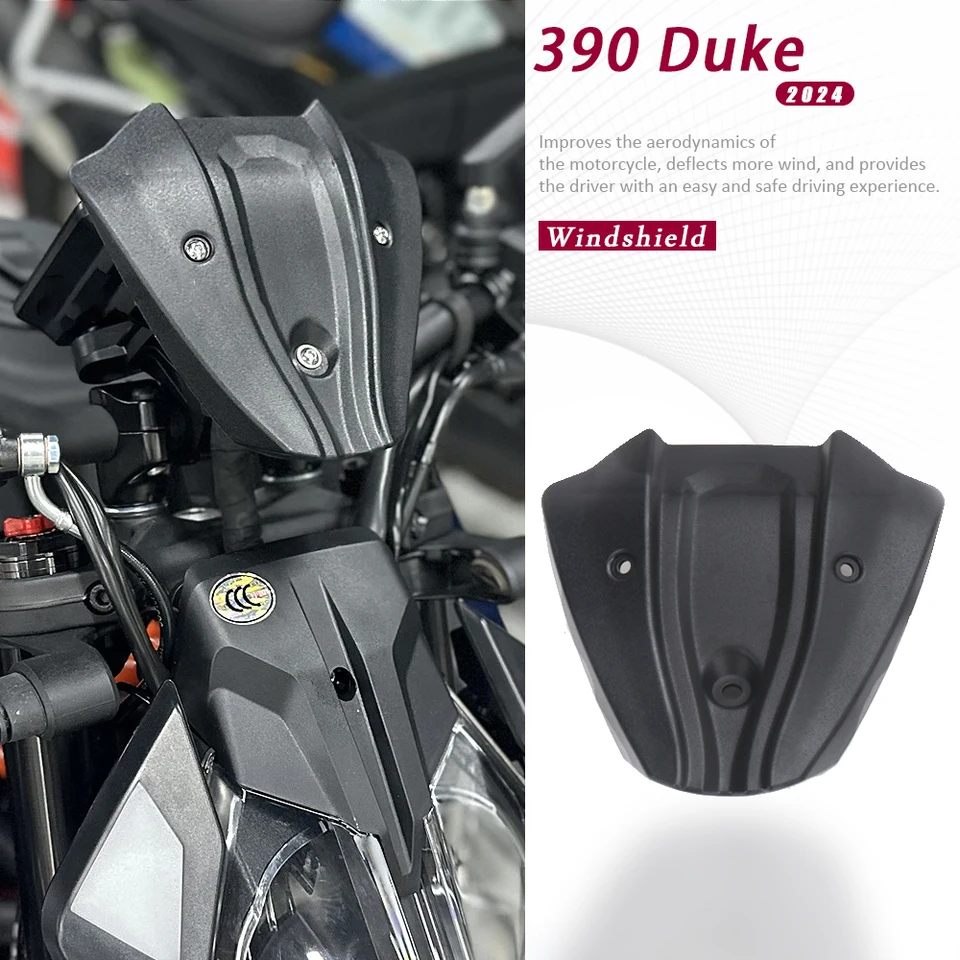 390 Duke Duke 2024 Nový motocykel čelného skla čelného skla predný veterný deflektor Black pre 390 Duke 390Duke
