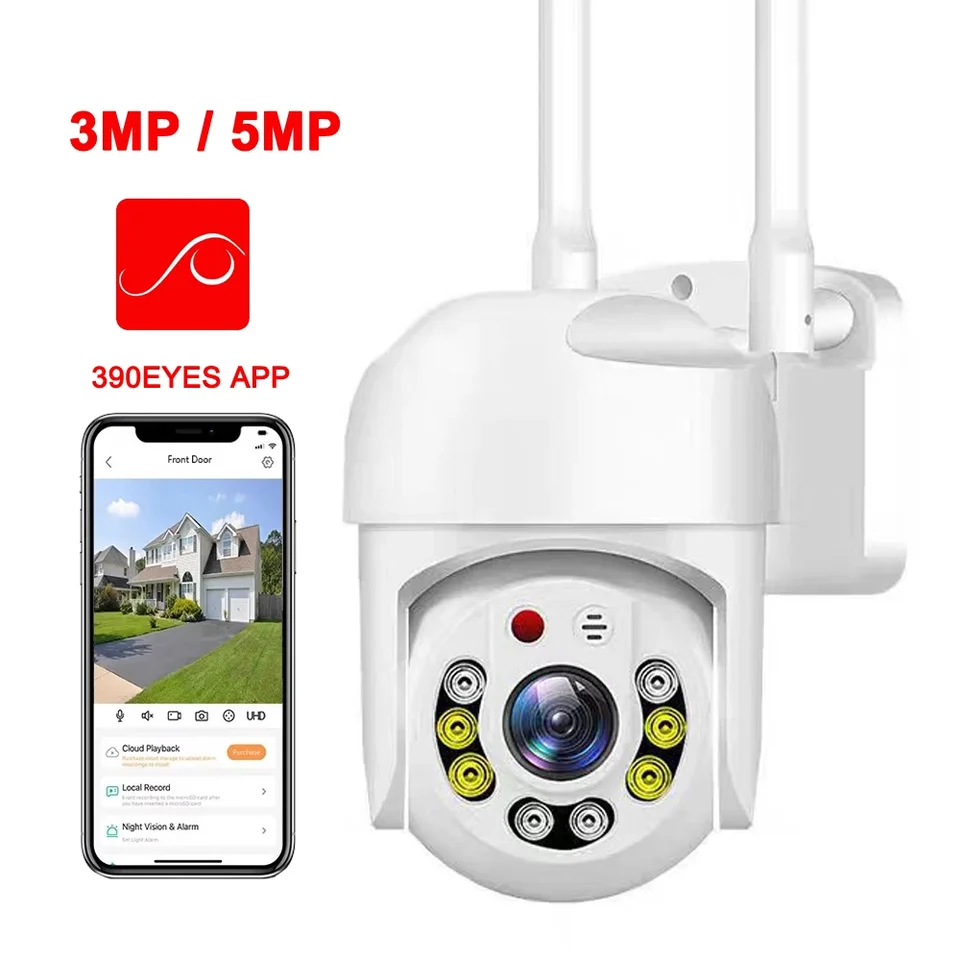 390eyes 5G 2,4G Frekvencia WiFi PTZ Camera Automatické sledovanie obojsmerne Audio Color Night Vision IP66 Outdoor Security Camera System