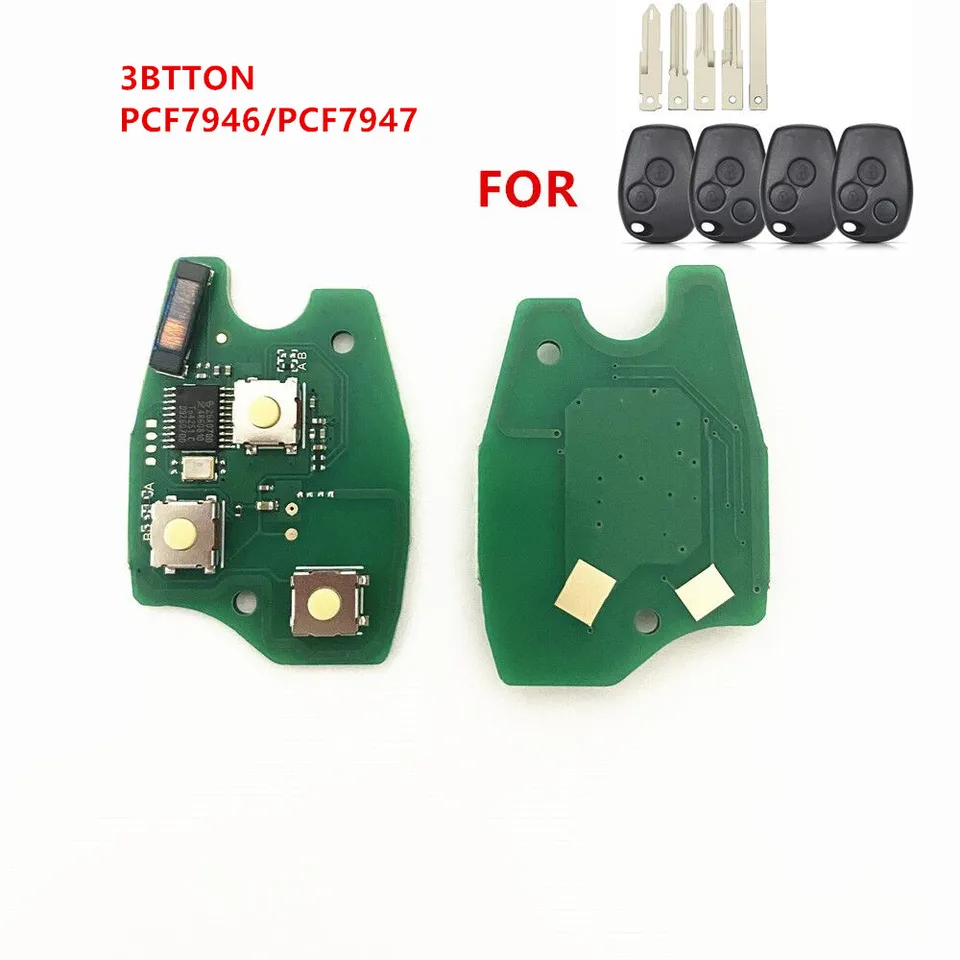 3BTTUON CAR CAR DISTATE KEY SUIR DOUPAD SUIL pre Renault Clio Scenic Kangoo Megane PCF7946 / PCF7947 Chip