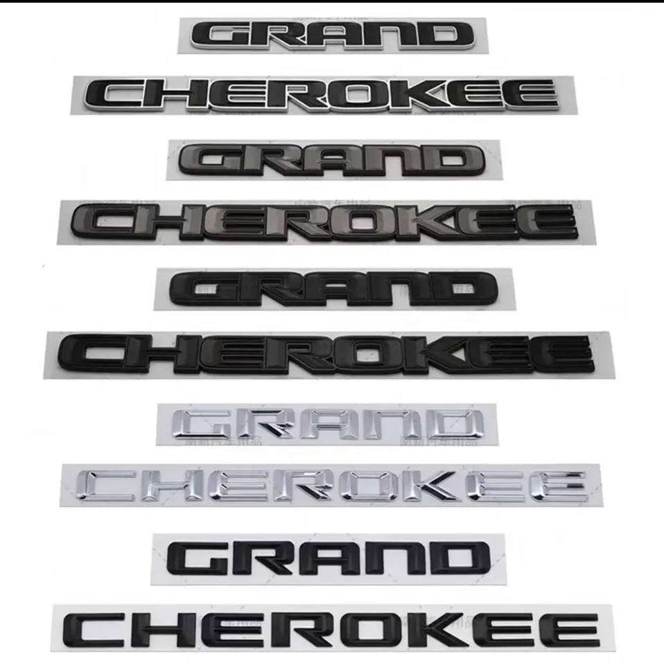 3D ABS Chrome Black Logo Grand Cherokee Emblem Písmená štítok odznak automobilu odznak pre džíp Grand Cherokee Sticker Accessoies