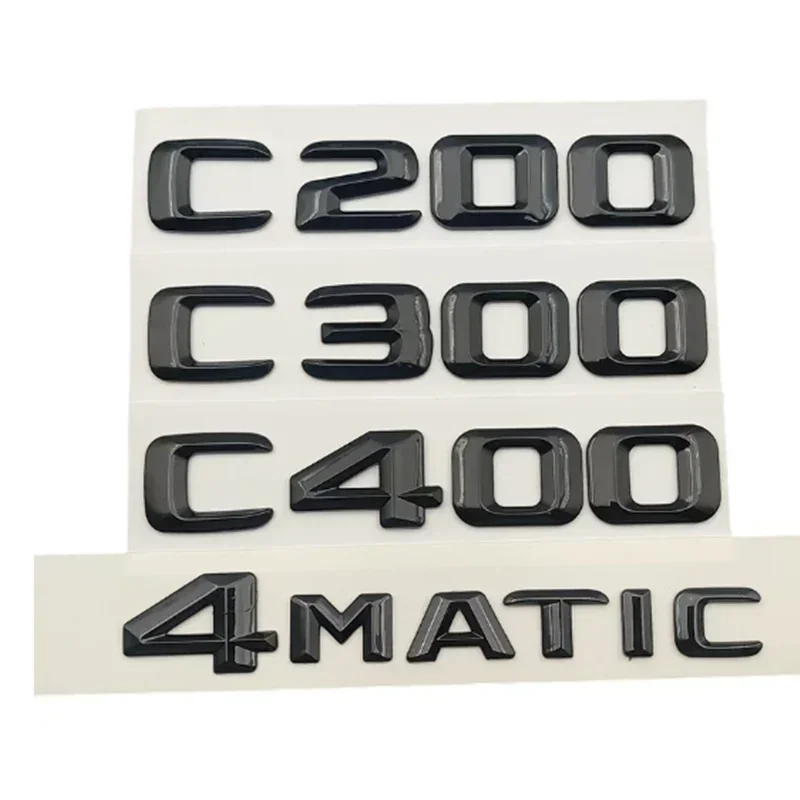 3D ABS Čierne autá Listy Trunk Badge Logo Logo pre Mercedes Benz C300 C400 C200 W205 W204 4matický znak C Trieda príslušenstvo
