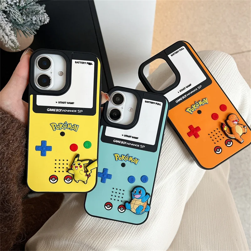 3D Anime Cute Charmander Squirtle P-Pikachus Telefón puzdro pre iPhone 13 12 11 14 15 16 Pro Max X XR Cartoon P-Pokemon Game Cover