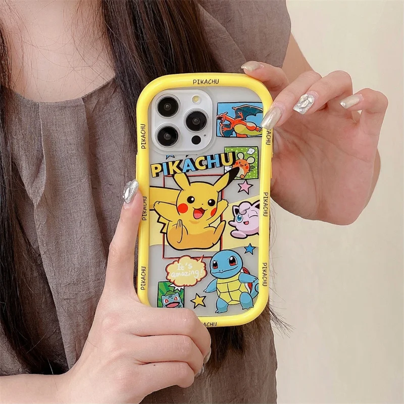 3D Anime Cute P-Pokemon S-Squirtle Clear Anti Fall Telefón puzdro pre iPhone 13 14 15 16 Pro Max Cartoon P-Pokemon Protect Cover
