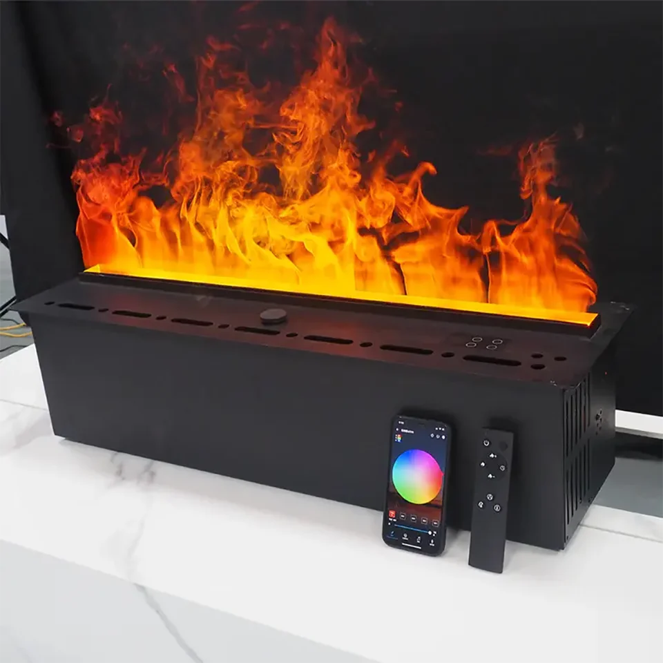 3D atomizujúci krb s vlastným farebným parným inteligentným parným parným elektrickým diaľkovým ovládaním Tichý zvlhčovač plameň Flame krb