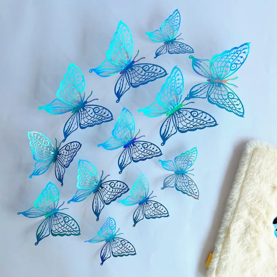 3D Butterfly Wall Decor 3 Veľkosti, motýľové dekorácie pre dkorácie koláčov pre motýľ