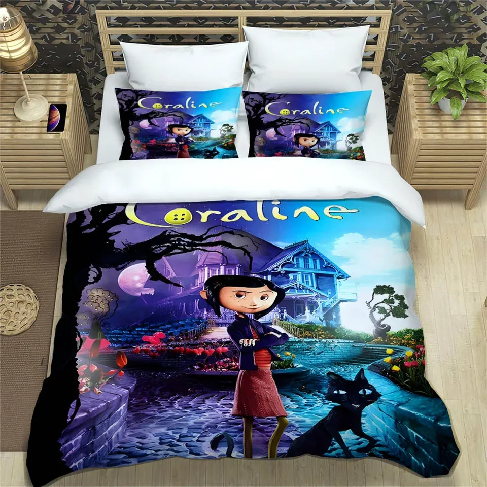 3D C-Coraline Cartoon Bedding Sety Vynikajúce postele Set Duvet Cover Bed Bed Set Bedding Set Luxury Birthday Darček
