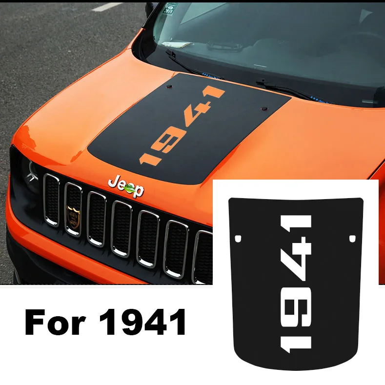 3D Carbon Fiber Vinyl Hood Bonnet Sticker Decal Film 1941 For Jeep Renegade 2015 2016 2017