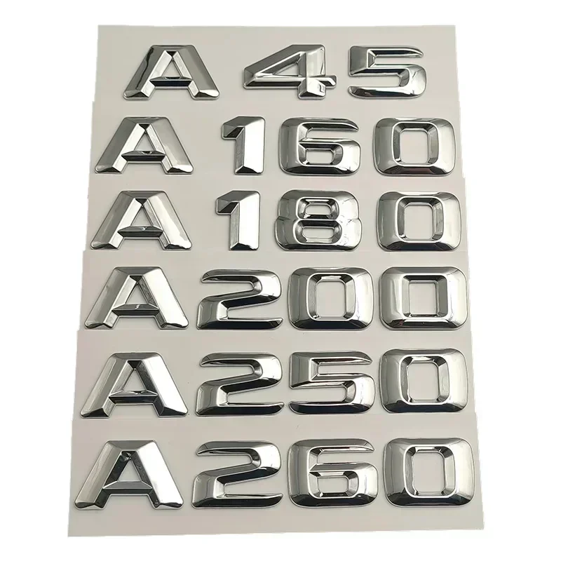 3D Chrome Car Trunk Letters for Mercedes Benz A35 A45 AMG A200 A260 A160 A180 W176 W177 Znakovací nálepka LOGO