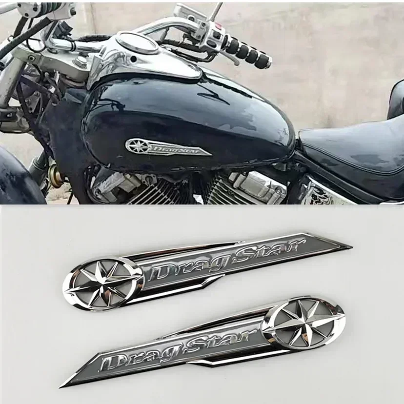 3D chrómová palivová nádrž znak nálepka nálepka nálepka ABS Drag Star Logo pre Yamaha XVS250 XVS 250 400 650 XV400 XVS400 DS400 Dragstar