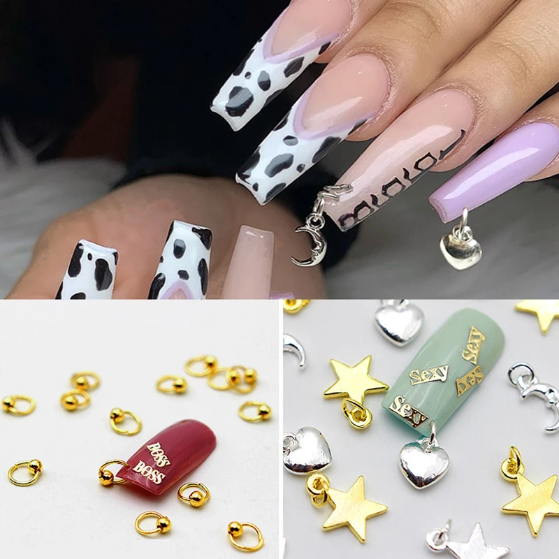 3D Dangle Nat Art Charms Zliatina Moon Star Constellation zmiešaný kamienok na nechty na nechty Piercing Ručný vŕtací vŕtací krištáľ