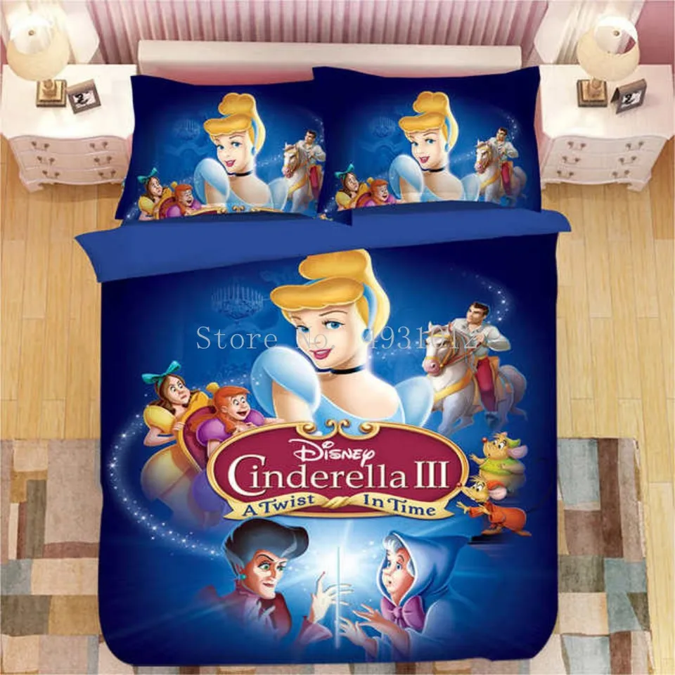 3D Disney Bedwing Double Veľkosť Popolušky Princezná obliečky na obliečky pre dievčatá pre dievčatá dekorácie King King Home Textile Kids Bed Bed