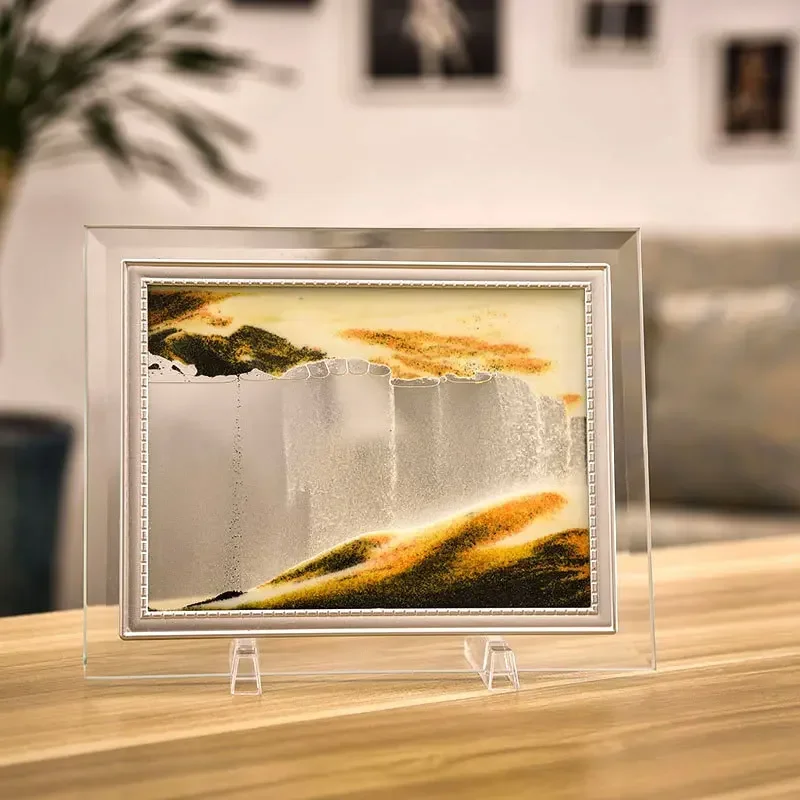 3D dynamická piesková scéna Piesková maľba remesla okrúhle sklo sklo presýpacie okno s pieskovým tokom maľba Office Domáce dekorácie Darčeky