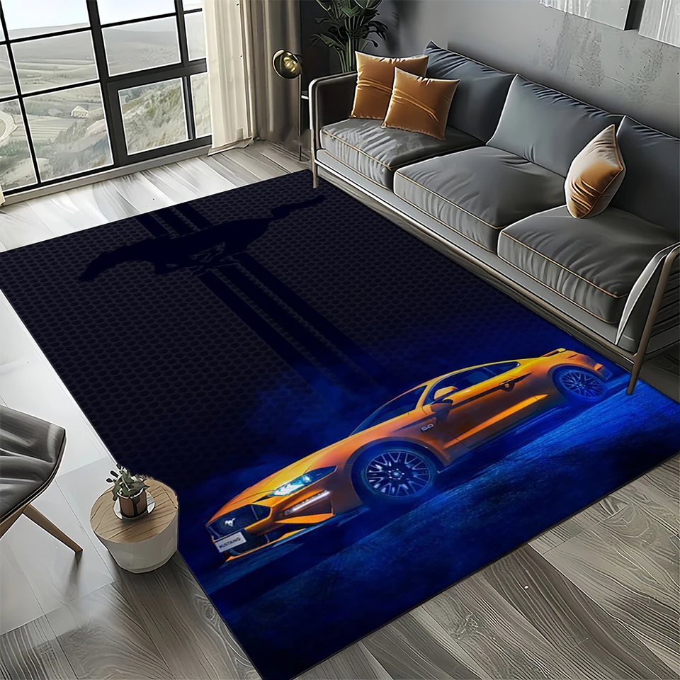 3D F-Ford Mustang Racing Car Motocykel koberec koberce pre obývaciu izbu Domovská pohovka dekorácia, detské koberec non-šmykľavky podlahové podlahy