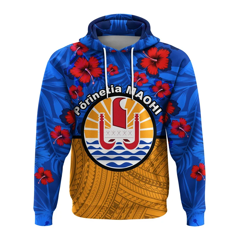 3D francúzska polynézia Hoodie Tribal Hibiscus Flowers Pattert Tlačte mikinu pullover nové mikiny pre mužov a ženy oblečenie Y2K