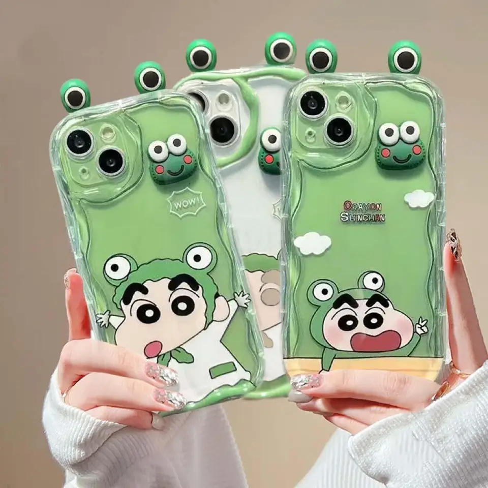 3D Frog Eyes Cute Crayon Shin-chan puzdro pre Infinix Note 40 30 Pro Zero 30 Hot 40i Smart 8 7 GT 20 Kryt Soft Capa Clear Clear