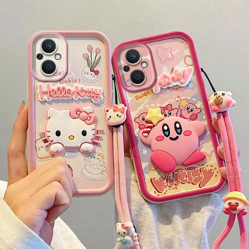 3D Hello Kitty Kuromi Bear Puzdet pre telefón pre Xiaomi Redmi Poznámka 10 10T 10S 11 S 11S 12R 13 PRO 5G Cartoon s mäkkým popruhom