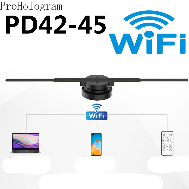 3D Hologram projektor ventilátor WiFi PD42-45 LED značka diaľkové ovládanie reklama logo projektor Holographic Lamp Support Obrázky Video