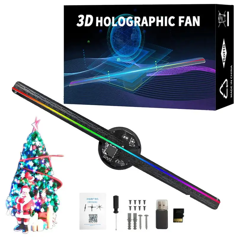 3D hologram vianočný stromček LED ventilátor projektora Hologram Fan Holographic Fan projektor 3D holografický holografický vianočný stromček pre