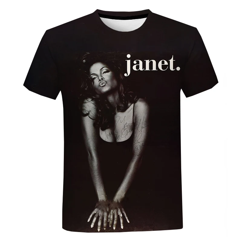 3d Janet Jackson Tlačte tričko Men/ženy móda leto O-krk na krátky rukáv Tričko Hip Hop Tee Tops