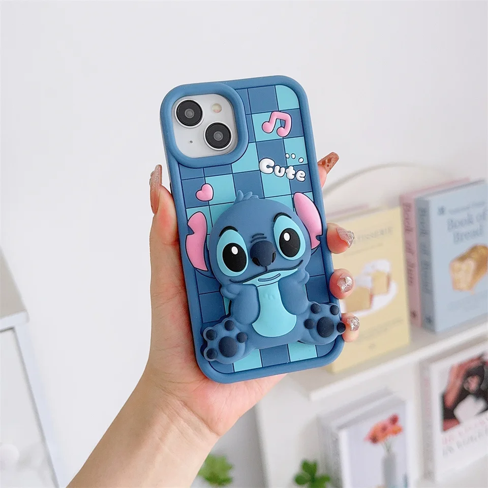 3D karikatúra steh s puzdrami pre telefóny pre iPhone16 Pro Max 15 14 13 12 Pro Max 11 Strachproop Asio Cute Soft Silicone Cover