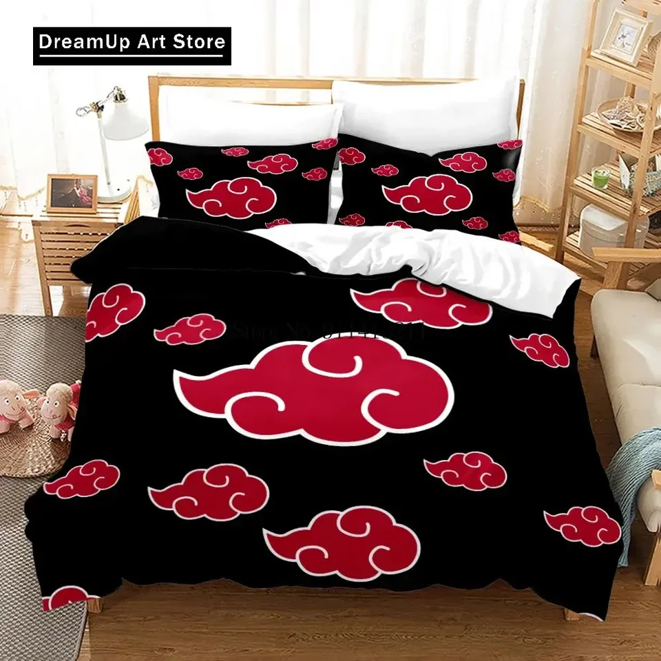 3D karikatúra červené oblaky Anime Duvet Cover Sets