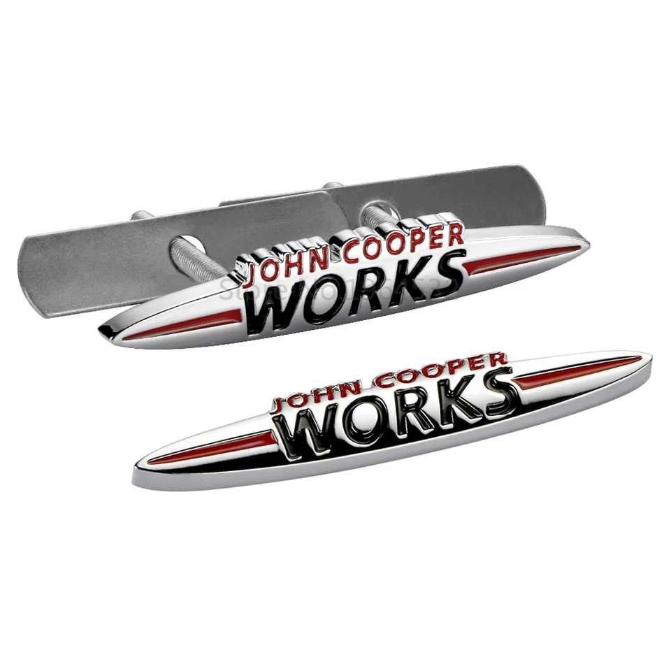 3D kov John Works Front Grille Emblem Badge JCW Logo Stupeľby nálepky pre nálepky pre Mini Cooper R50 R52 R57 R58 R6 F55 F56