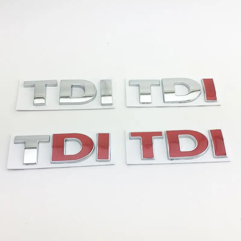 3D kovový chróm Červené Logo Logo TDI Listy auta Kmeň kmeň znak pre VW Golf 4 5 6 7 MK4 MK6 Polo Passat TDI Príslušenstvo nálepky