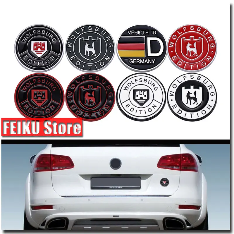 3d kovový Wolfsburg Car Trunk Sticker Air Sear Grille Dekorácie pre Touareg Golf Polo