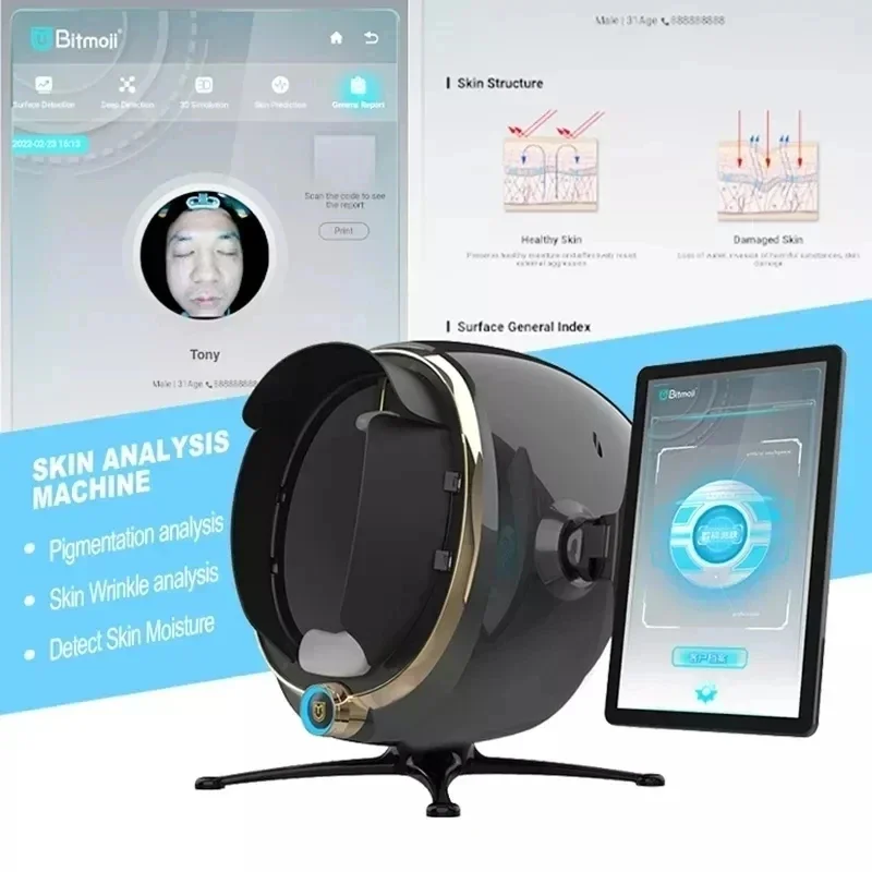 3D kožný skener starostlivosť o tvár monitor tváre monitor Magické zrkadlo Prenosné testovanie Anglický detektor čelný testovací test Analýza testu fotoaparátu