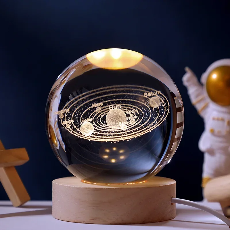 3D krištáľové svetlá žiariace žiariace planéta planéta galaxie nočné svetlo Crystal Ball Night Lights Nočné svetlo Light Light Domáce dekorácie vianočný darček