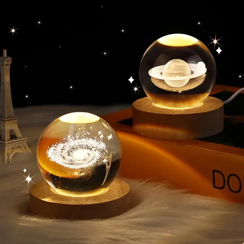 3D krištáľové svetlá žiariace žiariace planéta planéta galaxie nočné svetlo Crystal Ball Night Lights Nočné svetlo Light Light Domáce dekorácie vianočný darček
