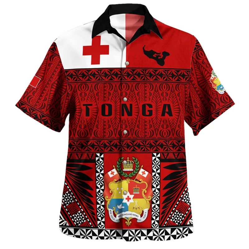 3d Kráľovstvo Tonga National Flag Tlač košieľ Tonga znak kabátu s grafickými tričkami Men muž harajuku oblečenie košele