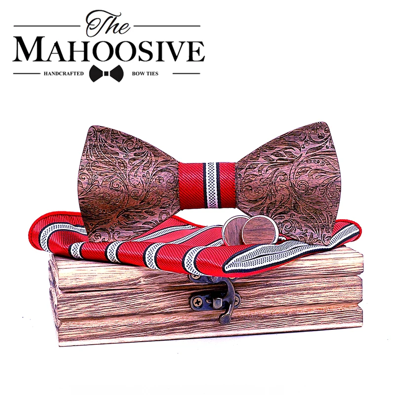 3d kvetinové drevené luky pre mužov drevené kravata drevené drevo Elegantné gentlemanské kravaty ručne vyrobené motýľové svadobné večere