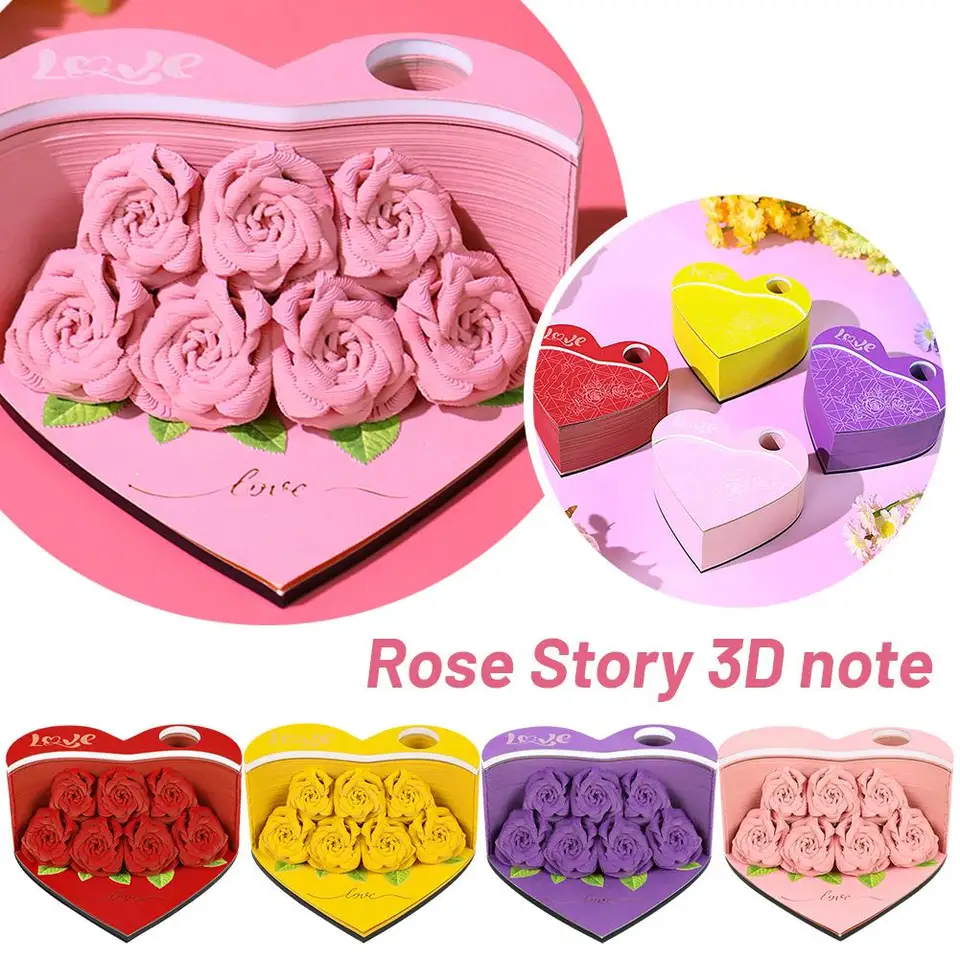 3D Memo Pad Rose Story Romantické ruže poznámkový blok