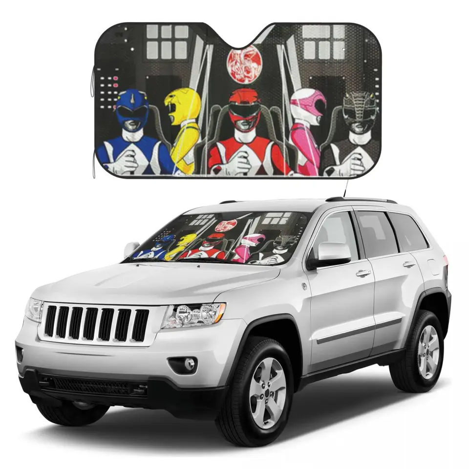 3D Mighty Morphins Power Rangers Sunshades Reflektor Anti UV Custom Funny Car Sunshade Sun Shade