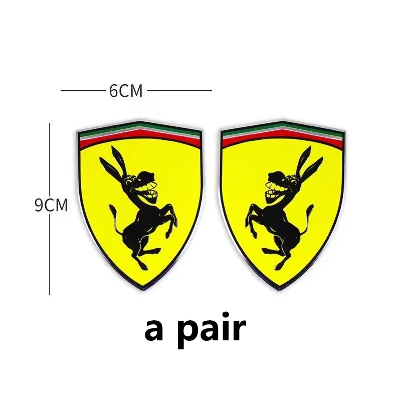 3D nálepka s nálepkou na auto, osla samohľadná nálepka dekorácie nálepky na nálepky na nálepky na výmenu Ferrari typu 1