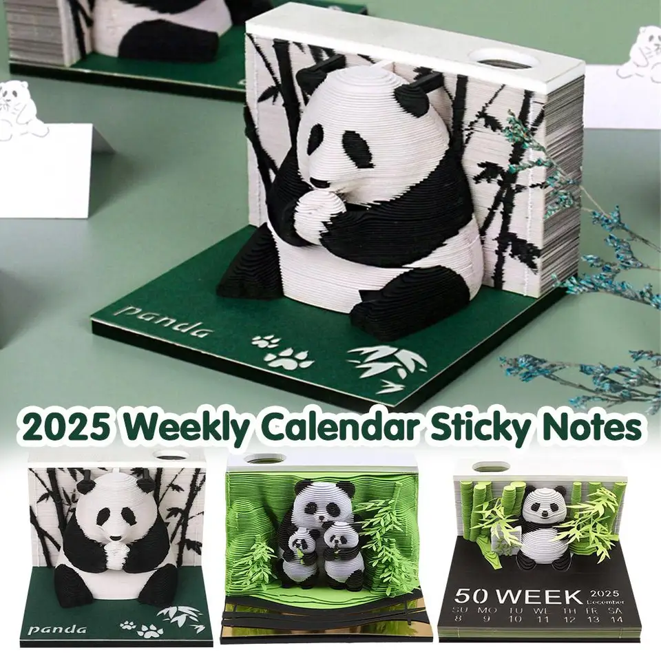 3D OMOSHIROI BLOCK MEMO PAD Zem kalendár PANDA MAGIC SAKURA LUXURY POZNÁMKA DETÁCIA DEACKY HRAD TREE DARKOVATEĽA Q2R6