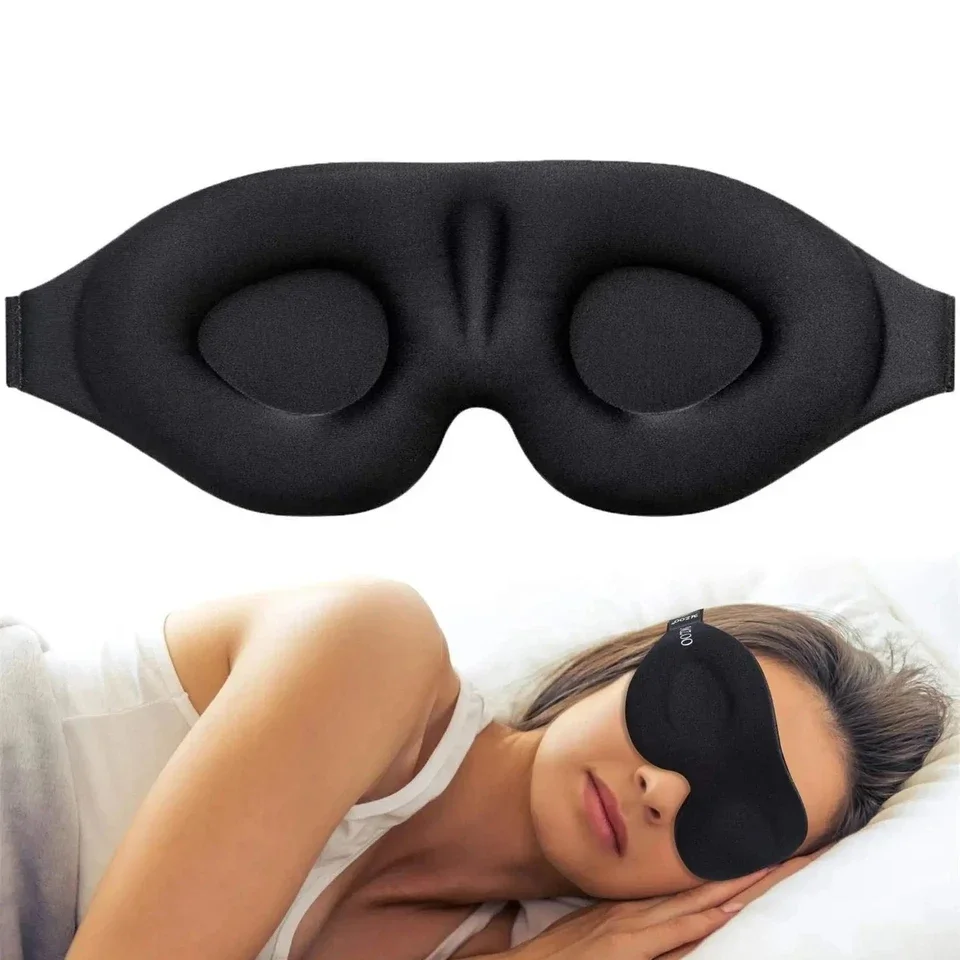 3D očná maska ​​nastaviteľná vhodná pre mužov a ženy bez tlaku na oči priedušné a svetlo blokujúca očná maska ​​čierna